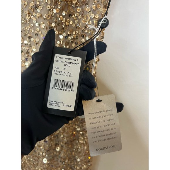 NWT! Adrianna Papell Scoop Back Sequin Gown, Size 8 Petite - Picture 8 of 8
